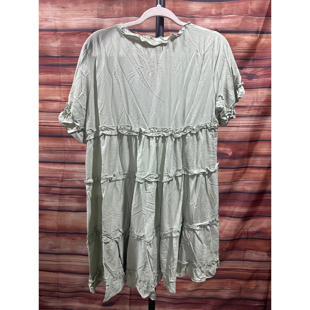 Bibi Ruffle Woven Dress Sage Green SZ M - Picture 4 of 6